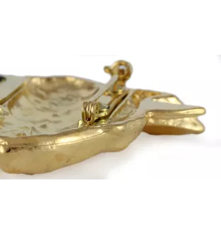 Bull Terrier, Bully - brooch with a clip, gold-plated holder for a race number, elegant dog show pin from Art-Dog brand