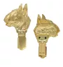Bull Terrier, Bully - brooch with a clip, gold-plated holder for a start number, a gift for a dog show by Art-Dog brand.
