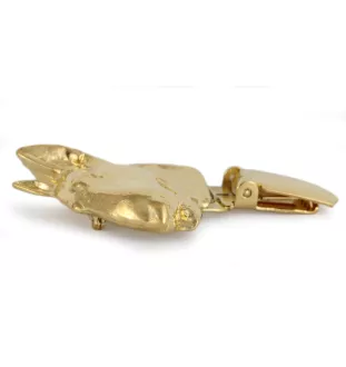 Bull Terrier, Bully - brooch with a clip, gold-plated holder for a start number, a gift for a dog show by Art-Dog brand.