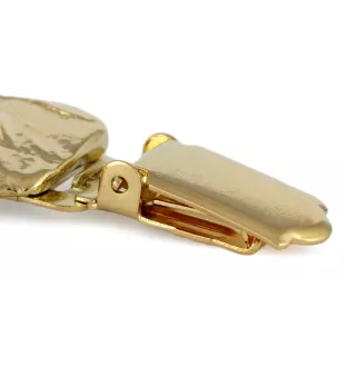 Bull Terrier, Bully - brooch with a clip, gold-plated holder for a start number, a gift for a dog show by Art-Dog brand.