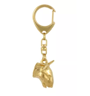 Bull Terrier, Bully I - keychain and necklace with a dog in a box, high-quality gold-plated product, Art-Dog brand