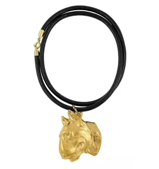Bull Terrier, Bully II - keychain and necklace with a dog in a box, high-quality gold-plated product, Art-Dog brand
