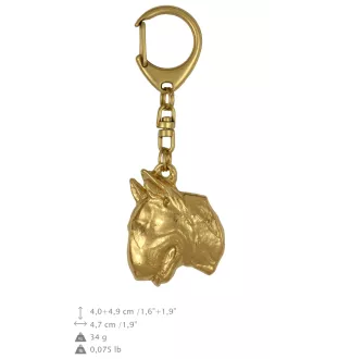 Bull Terrier, Bully II - keychain and necklace with a dog in a box, high-quality gold-plated product, Art-Dog brand