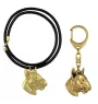 Bull Terrier, Bully III - keychain and necklace with a dog in a box, high-quality gold-plated product, Art-Dog brand