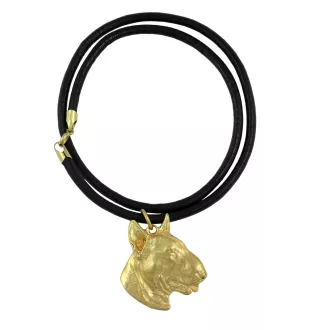 Bull Terrier III - porte-clés et collier avec chien dans une boîte, produit plaqué or de haute qualité, marque Art-Dog