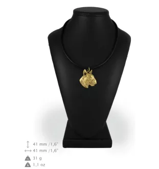 Bull Terrier III - porte-clés et collier avec chien dans une boîte, produit plaqué or de haute qualité, marque Art-Dog