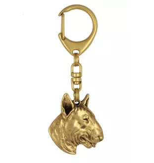 Bull Terrier, Bully III - keychain and necklace with a dog in a box, high-quality gold-plated product, Art-Dog brand
