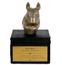 Bull Terrier, Bullterrier IV - eine Urne mit Gravur und Hundeskulptur, letzter Abschied, handgefertigtes Produkt der Marke Art-Dog
