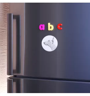 Bull Terrier, Bullterrier Magnet mit einem Hundepfotenabdruck, außergewöhnlich leicht, starker Magnet, handgefertigtes Produkt der Marke Art-Dog