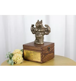 Bull Terrier, Bullterrier II - Eine Ascheurne für Hunde mit einer Statuette, eine kleine Urne für Hunde, eine personalisierte Urne mit dem Porträt eines Hundes von der Marke Art-Dog.