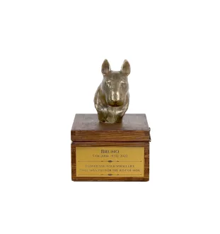 Bull Terrier - urne pour les cendres du chien avec une statuette, petite urne pour chien, urne personnalisée avec le buste du chien de la marque Art-Dog