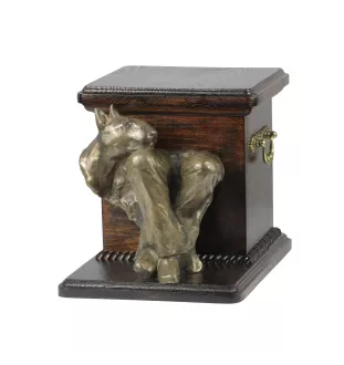 Bulterier urna wykonana z drewna z psem Art-Dog