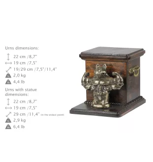 Bull Terrier, Bullterrier II - Eine Urne für die Asche eines Hundes mit einer Statuette, eine elegante Urne für einen Hund, eine außergewöhnliche Urne mit dem Porträt eines Hundes von der Marke Art-Do