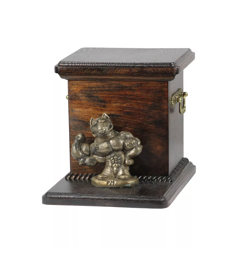 Bull Terrier, Bully III - urn for dog ashes with a statuette, elegant urn for a dog, unique urn with a bust of a dog by Art-Dog brand