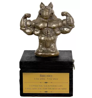 Bull Terrier, Bully II - an urn with an engraving and a sculpture of a dog, a handmade product by the Art-Dog brand.