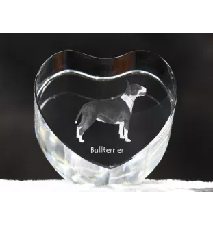 Bull Terrier, Bully - a photo of a dog in crystal, crystal heart, unique photo frame from the Art-Dog brand