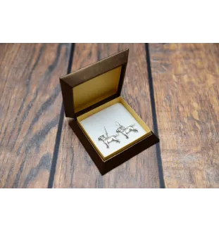 Bulterier kolczyki posrebrzane z psem Art-Dog