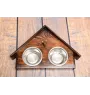 Bull Terrier, Bully I - wooden stand with bowls for a dog, decorative dog bowls, a gift for adopting a dog from the Art-Dog brand