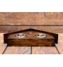 Bull Terrier, Bully III - wooden stand with bowls for a dog, decorative dog bowls, a gift for adopting a dog from the Art-Dog brand