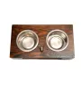 Bull Terrier, Bully I - wooden stand with bowls for a dog, steel dog bowls, a gift for adopting a dog from the Art-Dog brand