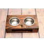Bull Terrier, Bully I - wooden stand with bowls for a dog, steel dog bowls, a gift for adopting a dog from the Art-Dog brand