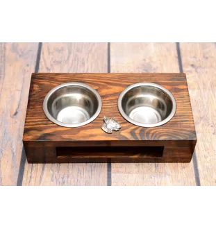 Bull Terrier III - support en bois avec des bols pour chien, bols pour chien en acier, cadeau pour l'adoption d'un chien de la marque Art-Dog