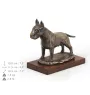 Bull Terrier, Bullterrier - Hundestatue, Figur auf weißem Sockel, Trophäe für die Art-Dog-Hundeaustellung.