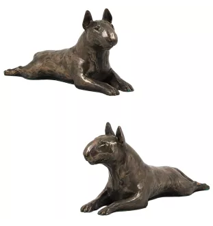 Bulterier statuetka na białym drewnie Art-Dog