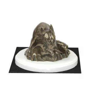 Bulterier statuetka na białym drewnie Art-Dog