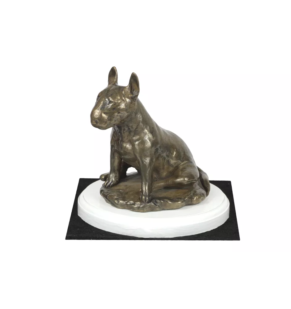 Bull Terrier III - statuette de chien, figurine sur un socle blanc, trophée pour exposition de chiens de la marque Art-Dog