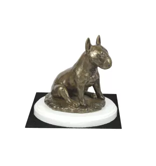 Bull Terrier III - statuette de chien, figurine sur un socle blanc, trophée pour exposition de chiens de la marque Art-Dog