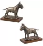 Bull Terrier, Bully - dog figurine, statue on white marble, trophy for Art-Dog dog show exhibition