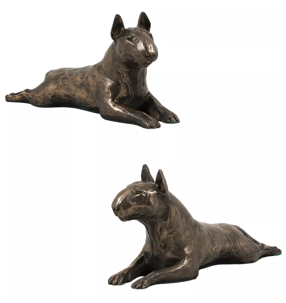 Bull Terrier, Bully IV - dog figurine, statue on white marble, trophy for Art-Dog dog show exhibition