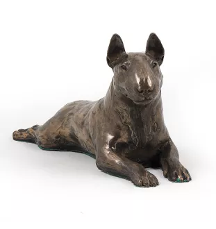 Bull Terrier, Bully IV - dog figurine, statue on white marble, trophy for Art-Dog dog show exhibition