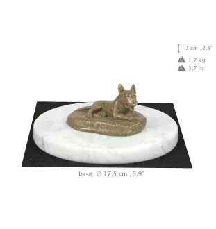 Bull Terrier, Bully I - dog figurine, statue on white marble, trophy for Art-Dog dog show exhibition