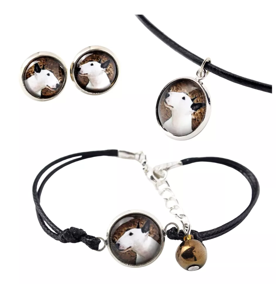 Bull Terrier, Bullterrier - Schmuckset in einer Schachtel, Halskette, Ohrringe, Armband, Produkte der Marke Art-Dog