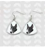 Bull Terrier - boucles d'oreilles avec une photo et un motif de chien géométrique Art-Dog