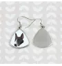 Bull Terrier - boucles d'oreilles avec une photo et un motif de chien géométrique Art-Dog