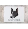 Bull Terrier, Bullterrier - geometrisches Mauspad mit Bild und Aufschrift von Art-Dog