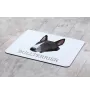 Bull Terrier, Bullterrier - geometrisches Mauspad mit Bild und Aufschrift von Art-Dog