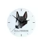 Bull Terrier, Bullterrier - geometrische Wanduhr mit Bild und Aufschrift der Marke Art-Dog
