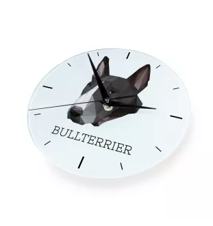 Bull Terrier, Bully - geometric wall clock with a picture and the brand name Art-Dog