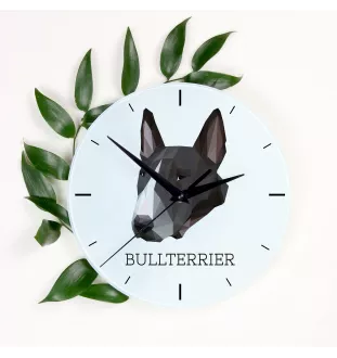 Bull Terrier, Bully - geometric wall clock with a picture and the brand name Art-Dog