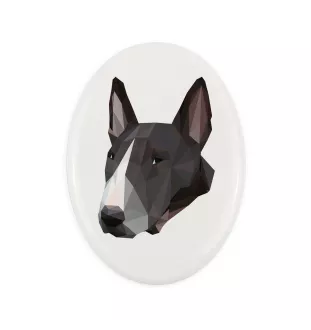 Bull Terrier - une plaque avec une photo et un motif géométrique de la marque Art-Dog
