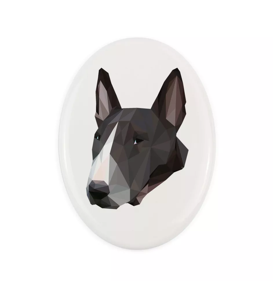 Bull Terrier - une plaque avec une photo et un motif géométrique de la marque Art-Dog