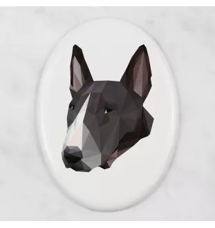 Bull Terrier - une plaque avec une photo et un motif géométrique de la marque Art-Dog