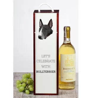 Bull Terrier - une boîte géométrique avec une photo et un texte pour le vin de la marque Art-Dog