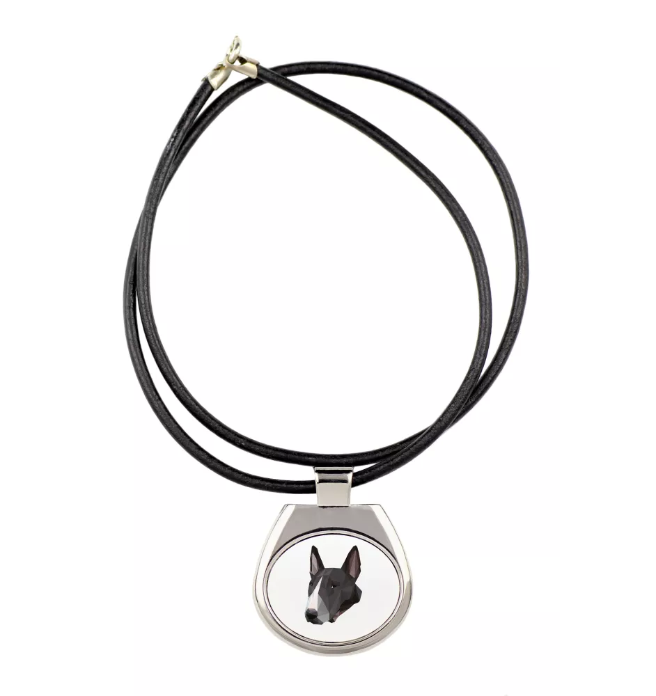 Bull Terrier - collier avec une photo et un motif géométrique de la marque Art-Dog