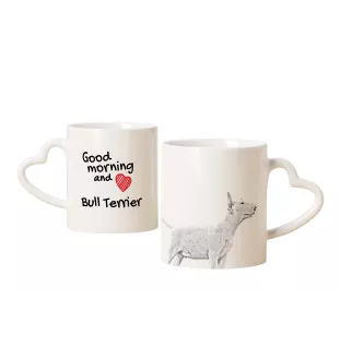 Bull Terrier, Bullterrier - Tasse mit Hund, entzückende Tasse mit herzförmigem Henkel, universelles Geschenk der Marke Art-Dog