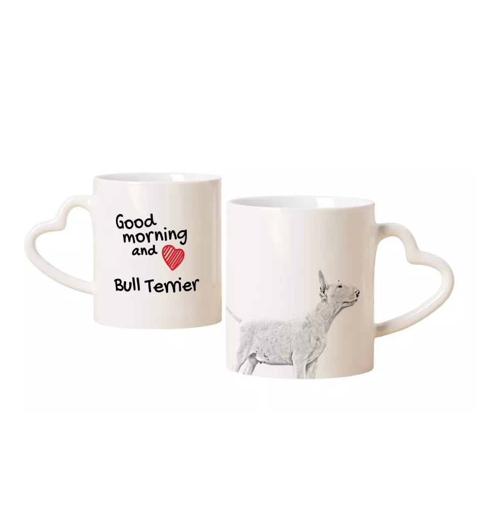Bull Terrier, Bullterrier - Tasse mit Hund, entzückende Tasse mit herzförmigem Henkel, universelles Geschenk der Marke Art-Dog